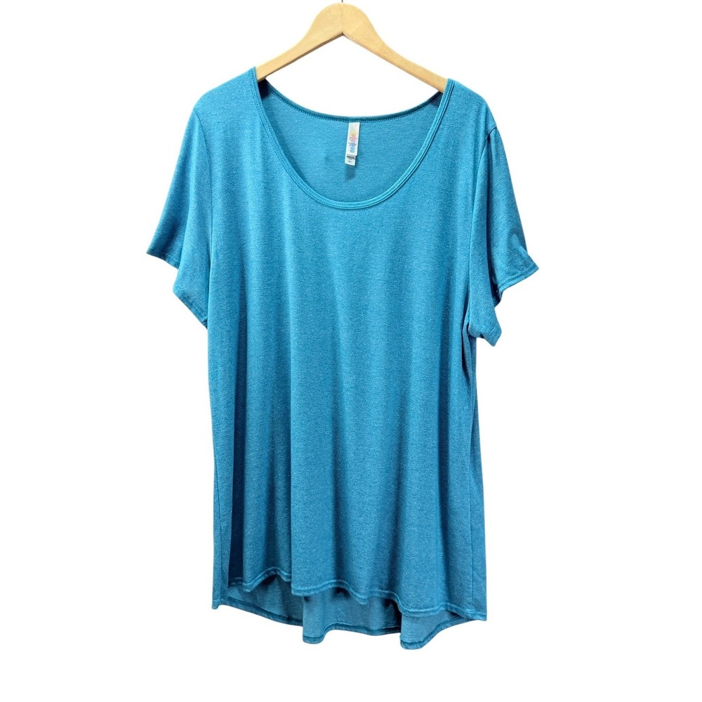 LuLaRoe T-Shirt Tops Women 3XL Plus Teal Floral Short Sleeve Plus Lot/2 Stretch - Picture 7 of 8